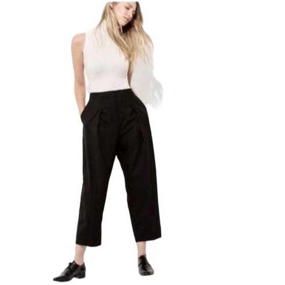 Kit and Ace Black Pleated Cropped Relaxed Fit Trouser Slacks Dress Pants Size 6 - Picture 13 of 13